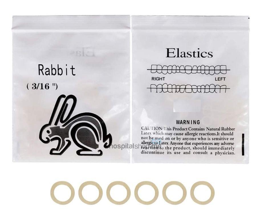 Ormco Zoo Pack Intra Oral Elastics Medium Heavy 3.5oz — 100g 3/16” 4.76mm Rabbit 50Packs of 100nos 630-0031