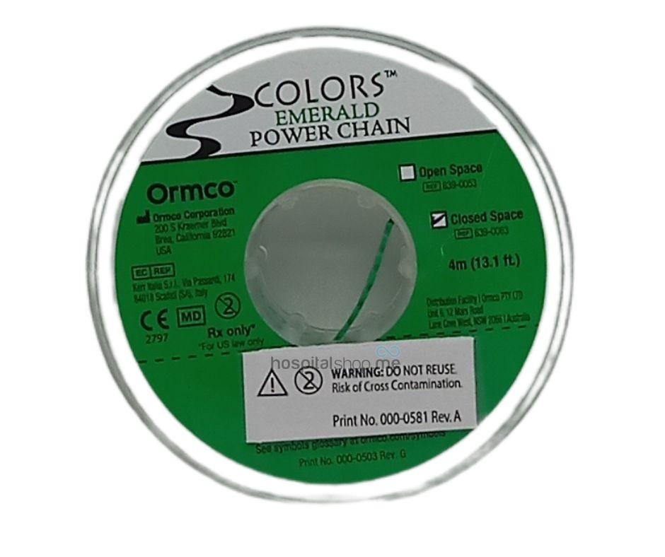 Ormco Power Chain Closed Emerald Green 13.1 Ft 3.99mts Spool 639-0063