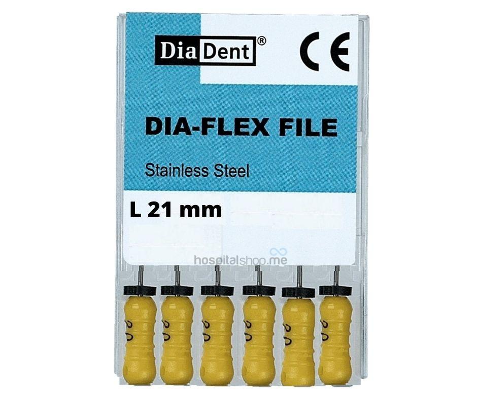 Diadent DiaFlex Flexible K-File 21 mm 20 Yellow 6 Pcs