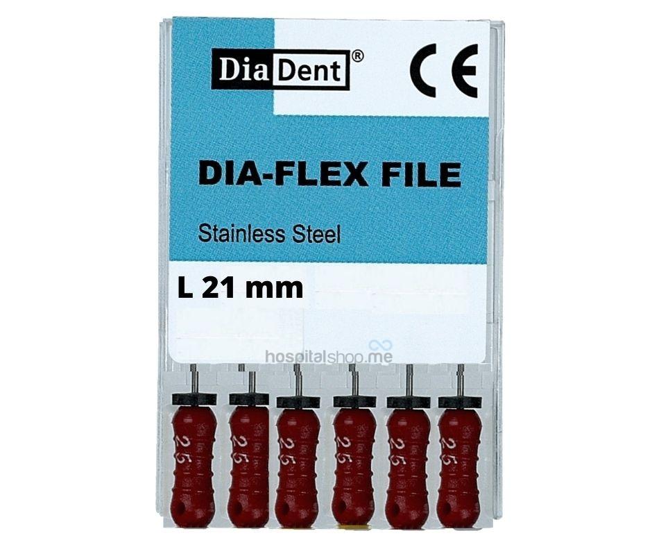 Diadent DiaFlex Flexible K-File 21 mm 25 Red 6 Pcs