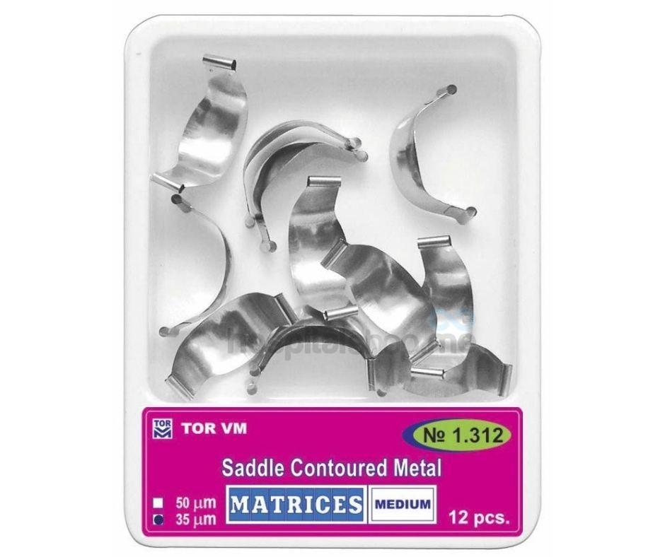 TOR VM Saddle SS Matrices Contoured Medium Standard Shape for Enlarged Gingival Ledge #0.035mm 12Pcs 1.312(3) (0.035mm)