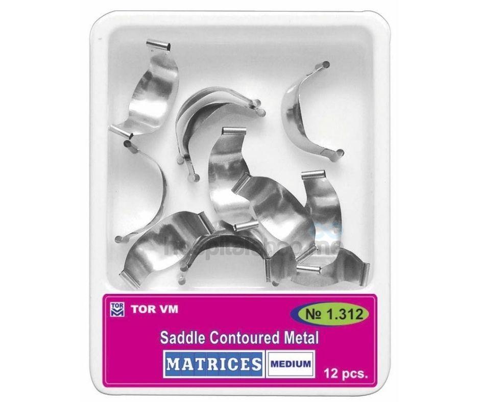 TOR VM Saddle SS Matrices Contoured Medium Standard Shape for Enlarged Gingival Ledge #0.050mm 12Pcs 1.312(3) (0.050mm)