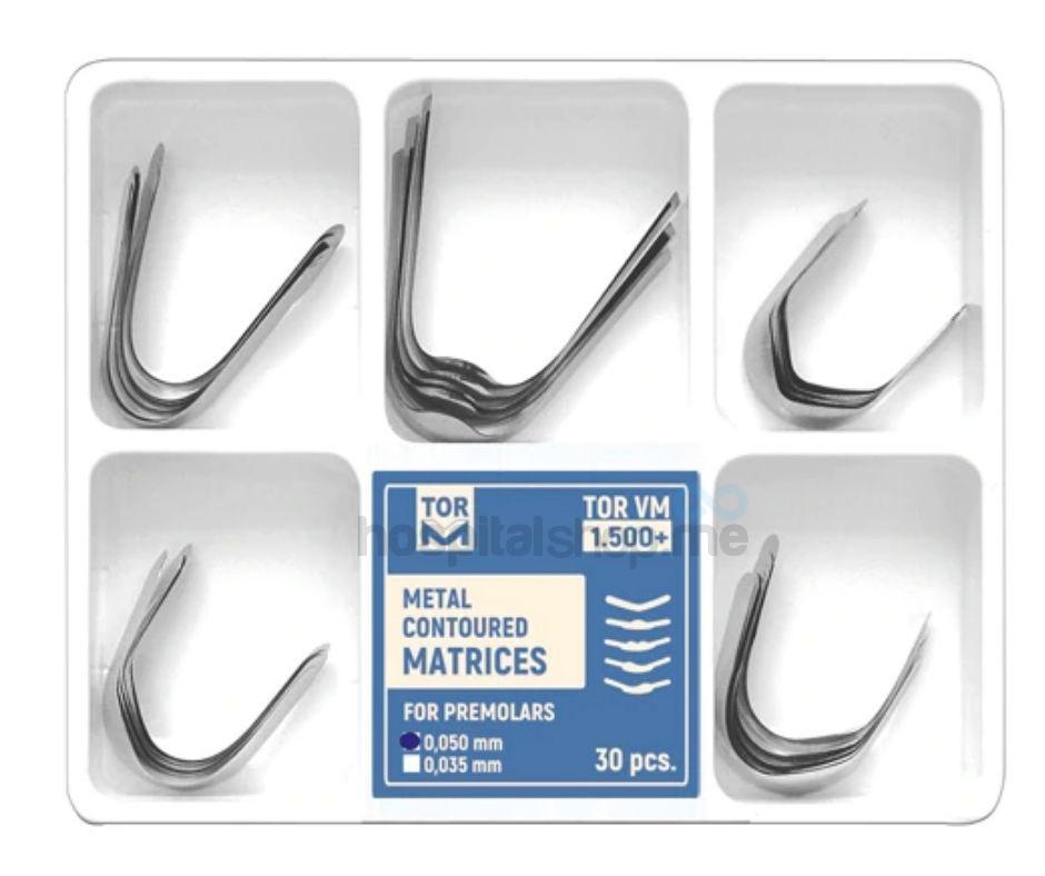 TOR VM Metal Contoured Matrices for Premolars 5mm Width 30pcs 1.500+