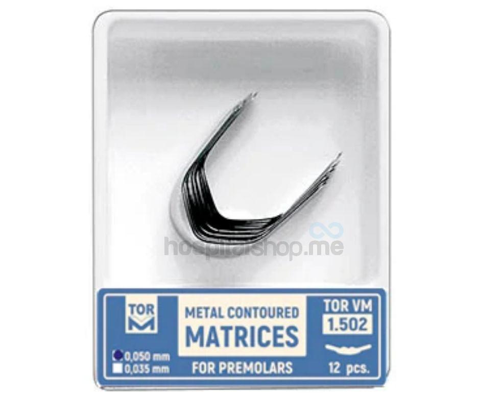 TOR VM Metal Contoured Matrix for Premolars Full Ledge 5mm Width 12pcs 1.502