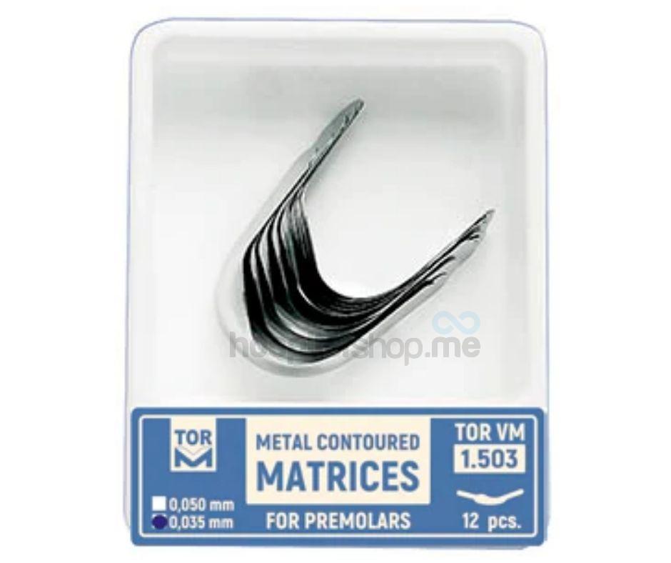 TOR VM Metal Contoured Matrix for Premolars Left Ledge 5mm Width 12pcs 1.503