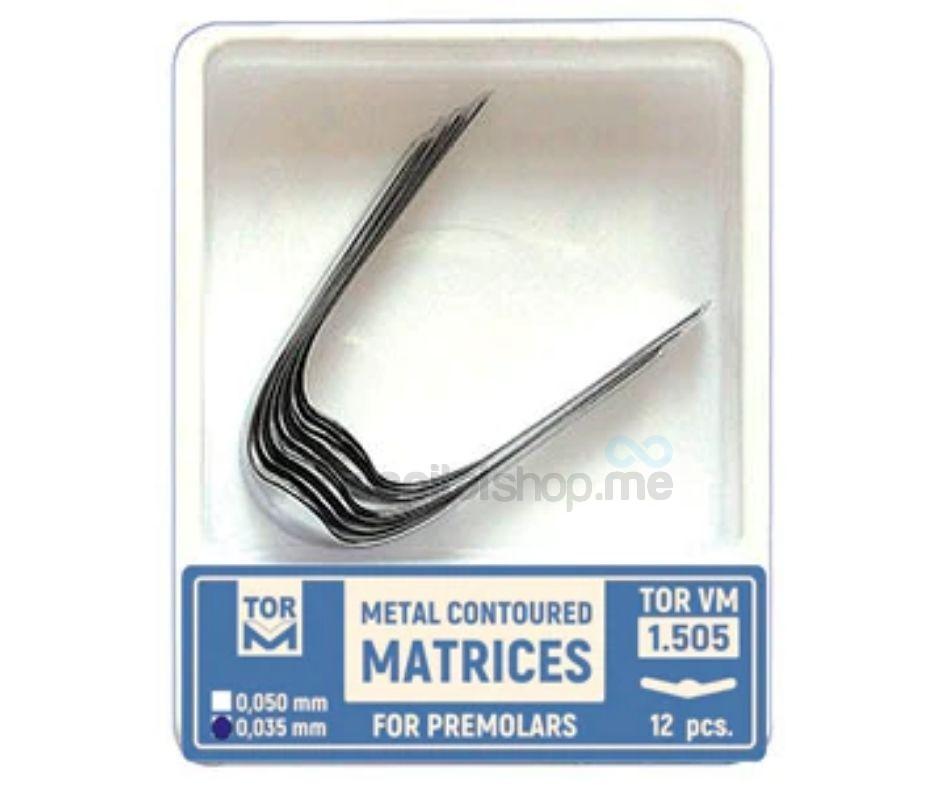 TOR VM Metal Contoured Matrix for Premolars Central Ledge 5mm Width 12pcs 1.505